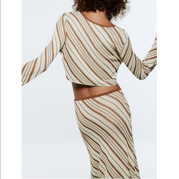ZARA SET STRIPED KNIT TOP + SKIRT - Picture 12 of 12